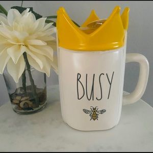 Rae Dunn “Busy” with Bee & Yellow Crown Topper New